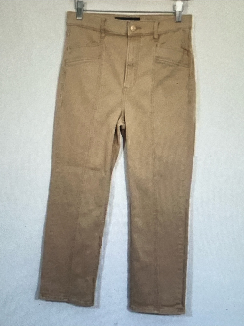 Express Straight-Leg Cropped Pants in Tan